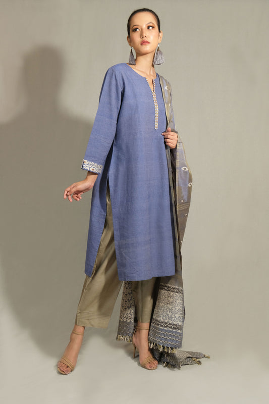 Kurta - Silk motifs in Eri silk & golden zari