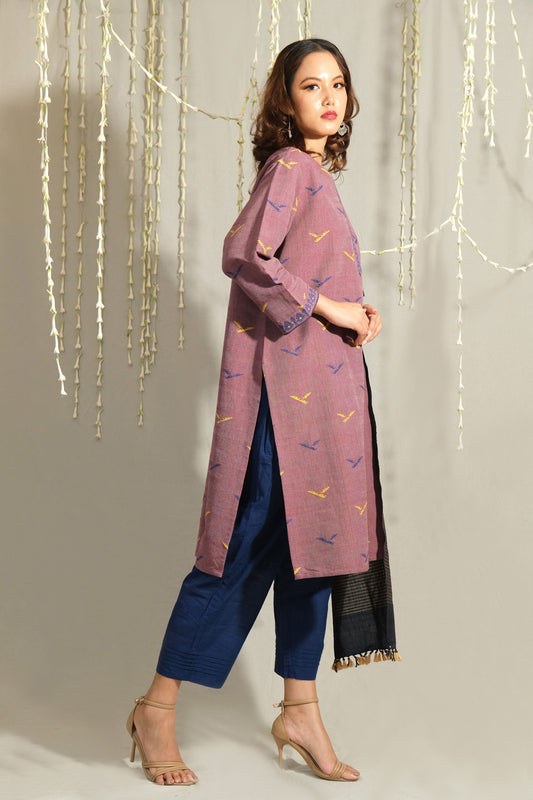 Kurta - Silk motifs in Eri Silk Natural dye
