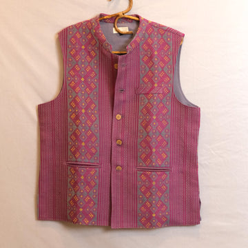 Men's Jacket- Cotton, motifs in Eri silk