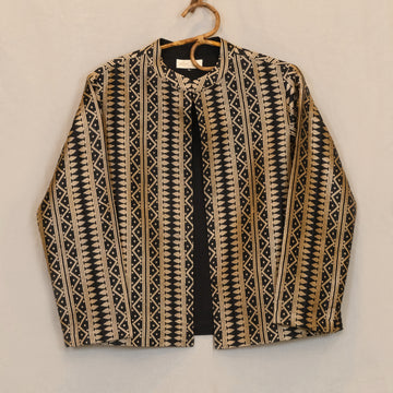 Women's Jacket- Mulberry silk, motifs in Tassar silk