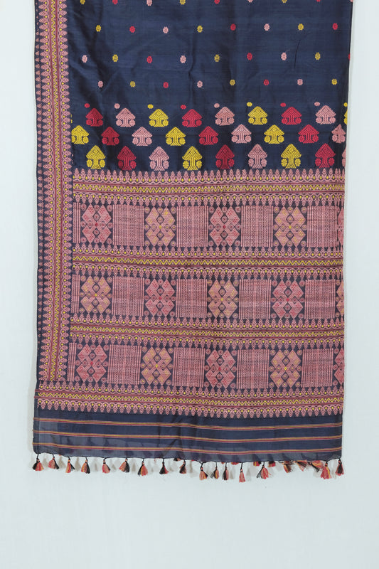 Saree - Mulberry silk motifs Eri silk natural dye