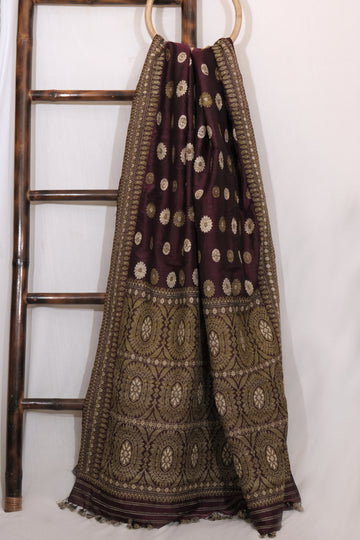 Saree - Mulbarry silk (Kesapaat) motifs Eri silk natural dye