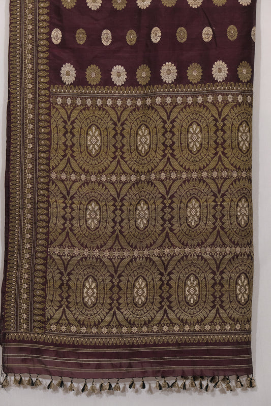 Saree - Mulbarry silk (Kesapaat) motifs Eri silk natural dye