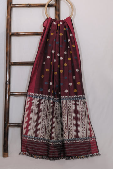 Saree - Mulberry silk motifs Eri silk natural dye