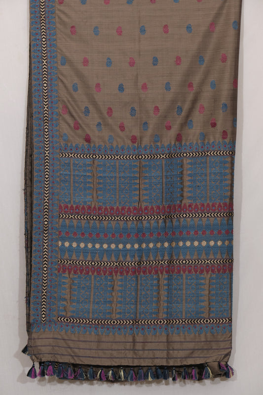 Saree - Mulberry silk motifs in Eri silk natural dye