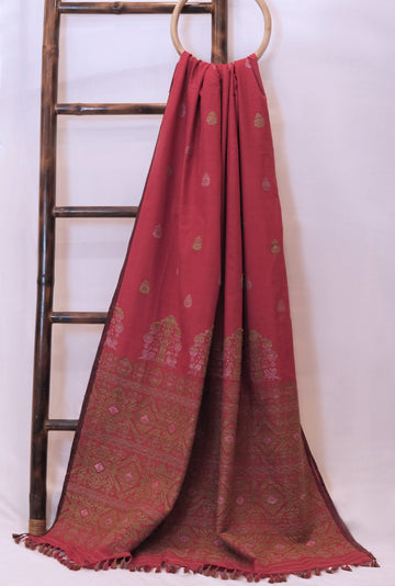 Saree - Eri silk natural dye motifs Eri silk natural dye