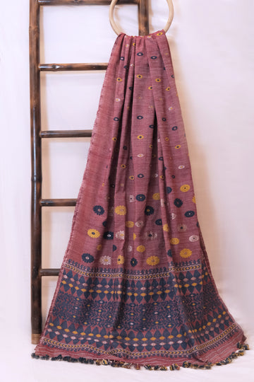 Saree - Eri silk natural dye motifs in Eri silk natural dye
