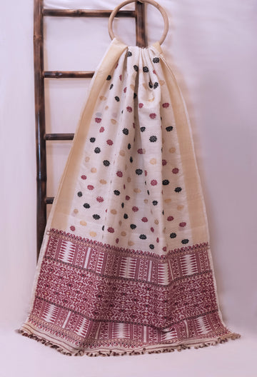 Saree - Mulberry silk & cotton (Kesapaat) motifs Eri silk natural dye