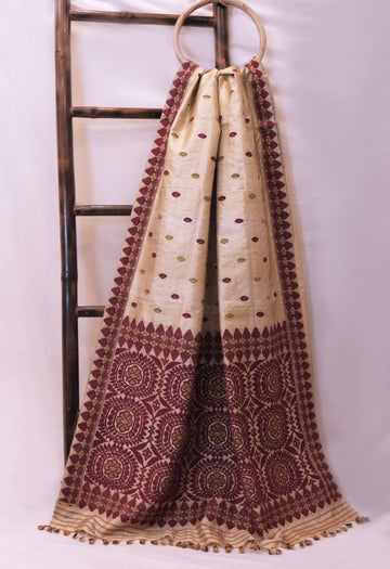 Saree - Tassar silk motifs Eri silk natural dye