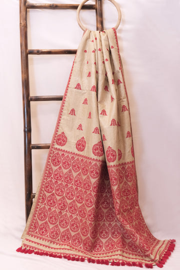 Saree - Muga silk motifs in cotton