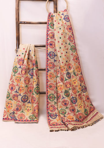 Mekhela Sador - Muga silk motifs in cotton