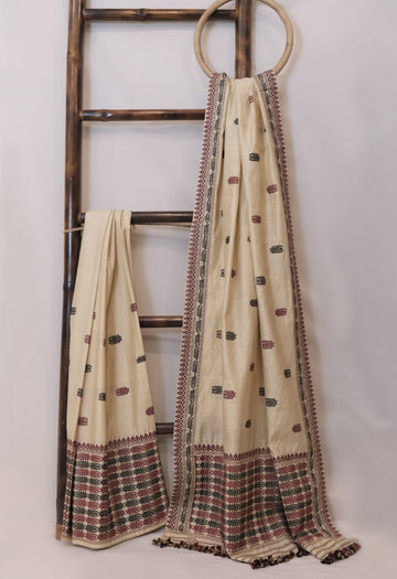 Mekhela Sador - Tassar silk & Eri silk motifs in cotton
