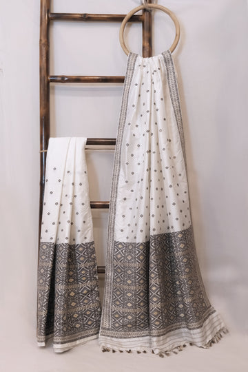 Mekhela Sador - Paat silk motifs in Eri silk natural dye