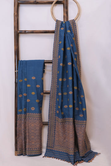 Mekhela Sador - Eri silk & cotton motifs in Eri silk natural dye