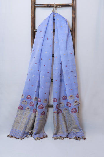 Single Sador - Mulberry silk (Nuni) & cotton motifs Muga ghisa silk & Eri silk natural dye
