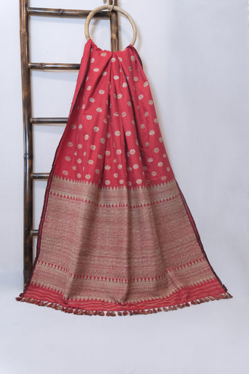 Saree - Mulberry silk & cotton motifs in Muga ghisa silk