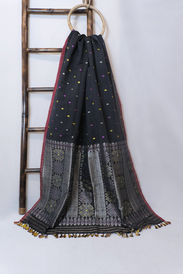 Saree - Mulberry Silk (Kesapaat) motifs silver zari