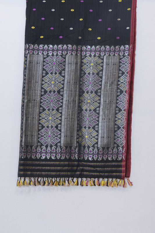 Saree - Mulberry Silk (Kesapaat) motifs silver zari