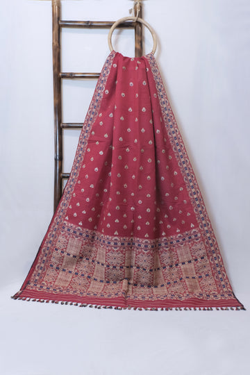 Saree - Mulberry silk (Kesapaat) motifs Muga ghisa silk