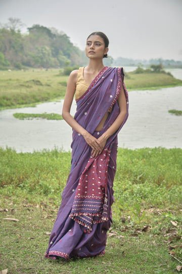 Saree - Paat silk & cotton motifs in eri silk