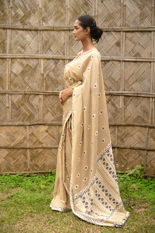 Saree - Mulberry silk & cotton, motifs in eri silk