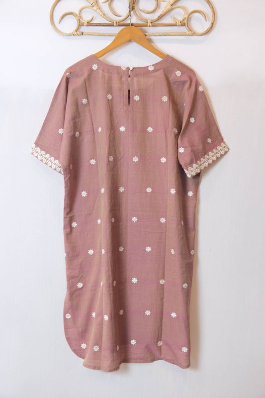 Tunic - Mulberry silk motifs in Eri silk