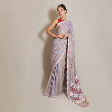 Saree - Mulberry silk & cotton motifs in Eri silk
