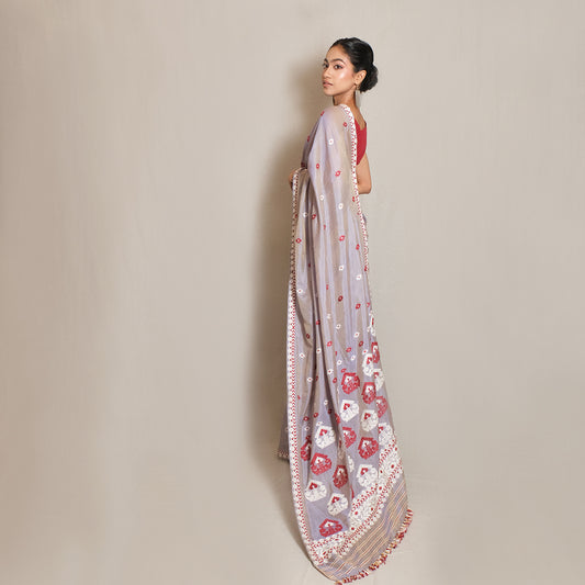Saree - Mulberry silk & cotton, motifs in Eri silk