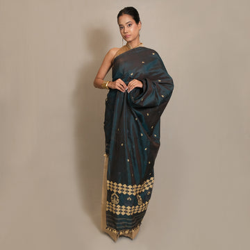 Single Sador - Mulberry silk & cotton motifs in eri silk
