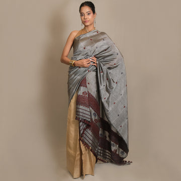 Single Sador - Mulberry silk & cotton motifs in Eri silk
