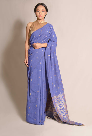Saree - Eri silk & cotton motifs in tassar silk