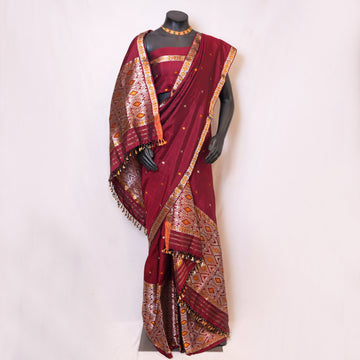 Mekhela Sador - Paat silk & cotton, Motifs in Zari