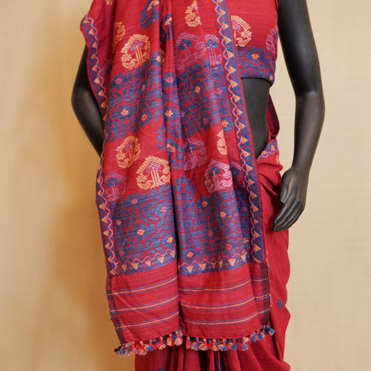 Saree - Eri silk natural dye, motifs in Eri silk natural dye