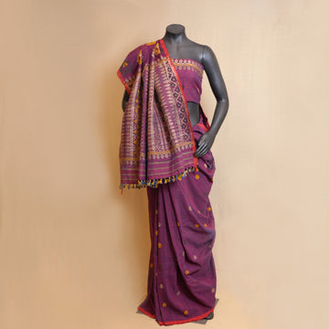 Saree - Eri silk natural dye, motifs in Eri silk natural dye