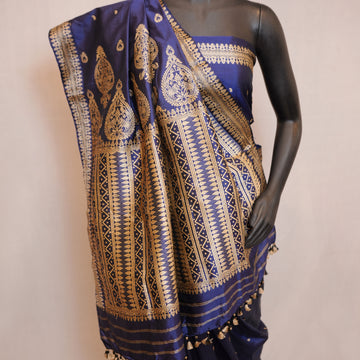 Saree - Paat silk, motifs in Muga silk