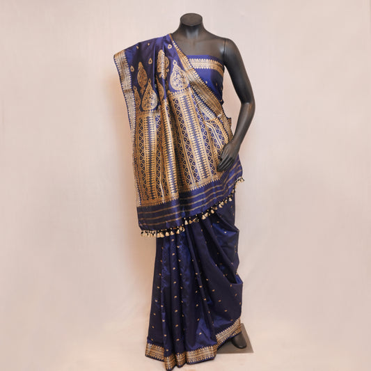 Saree - Paat silk, motifs in Muga silk