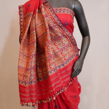 Saree - Paat silk & cotton, motifs in Muga ghis & Eri Natural dye