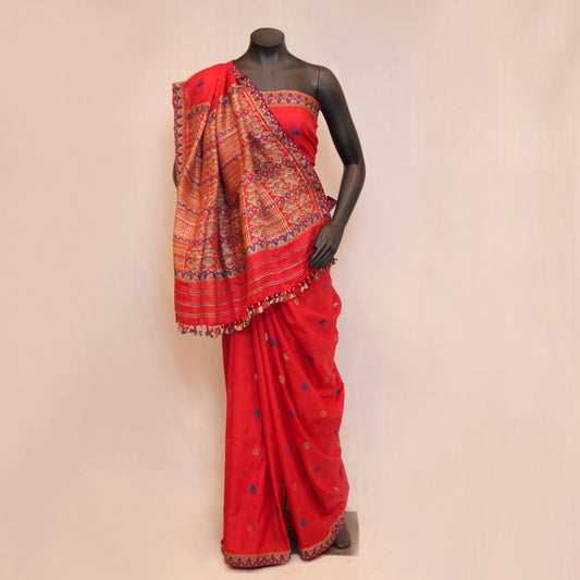 Saree - Paat silk & cotton, motifs in Muga ghis & Eri Natural dye