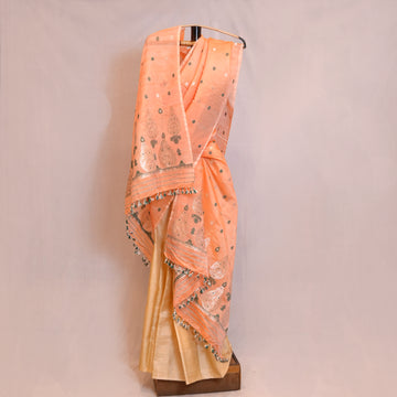 Single Sador - Paat silk & Kesapat, Motifs in Eri silk & silver zari