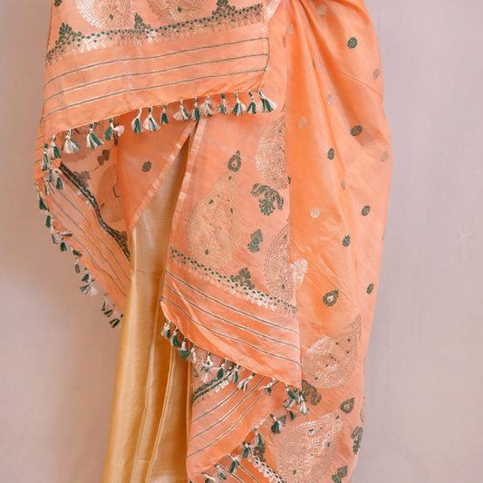 Single Sador - Paat silk & Kesapat, Motifs in Eri silk & silver zari