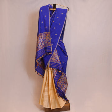 Single Sador - Paat silk & cotton, Motifs in Tassar silk
