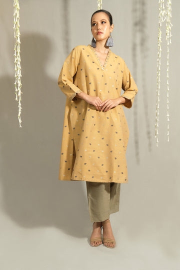 Kurta - Silk motifs in Eri silk & silver zari