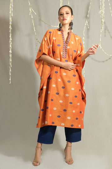 Kaftan Kurta - Silk motifs in Eri silk