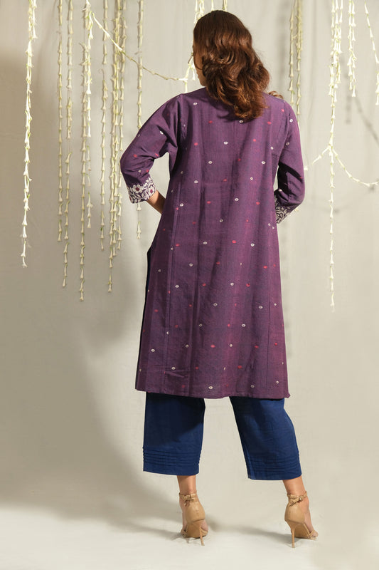 Kurta - Silk motifs in Eri silk natural dye