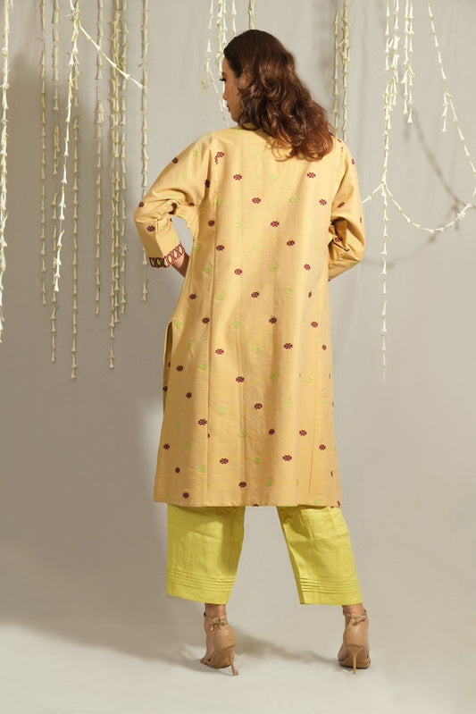 Kurta - Silk motifs in Eri silk natural dye