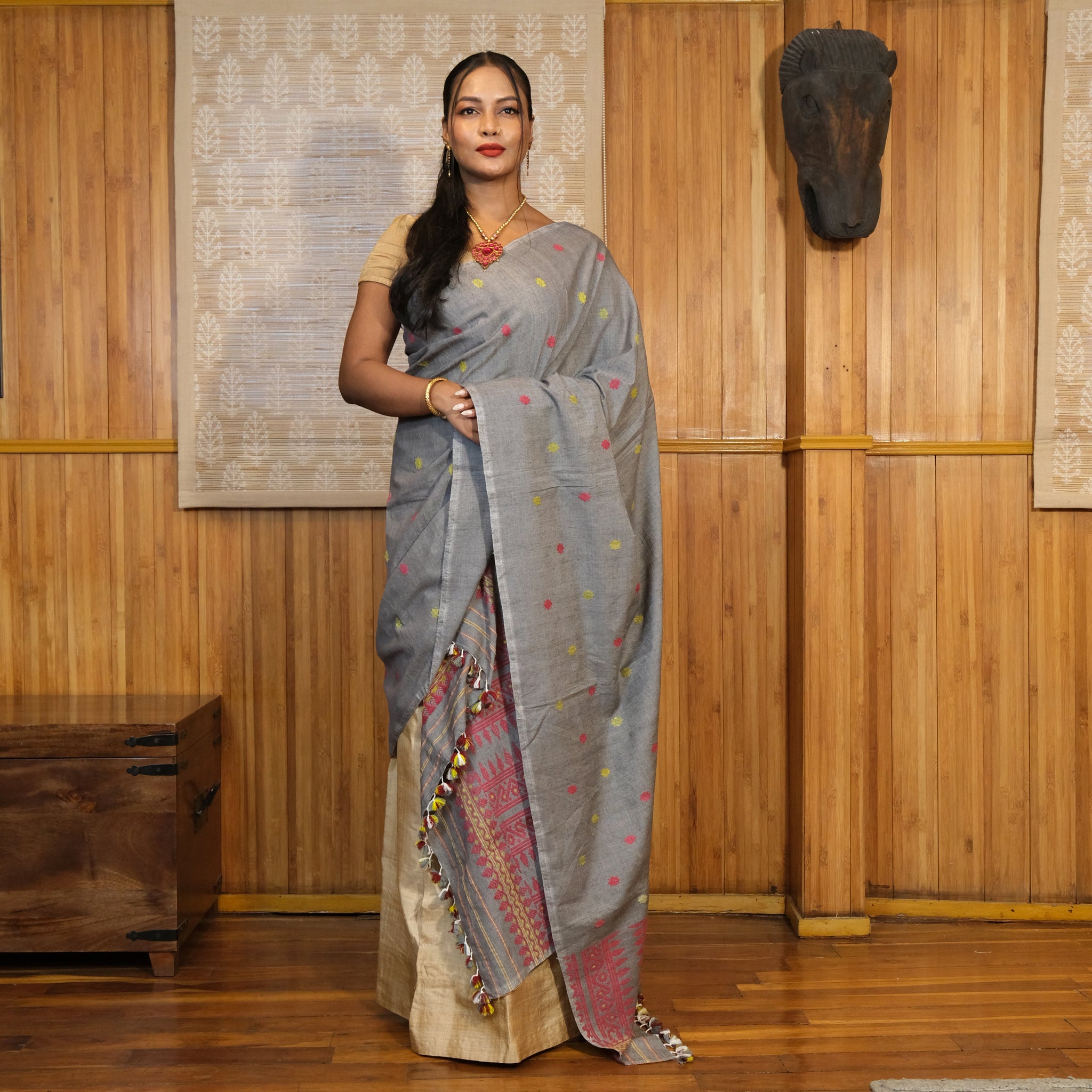 Single Sador - Eri silk Natural dye & cotton