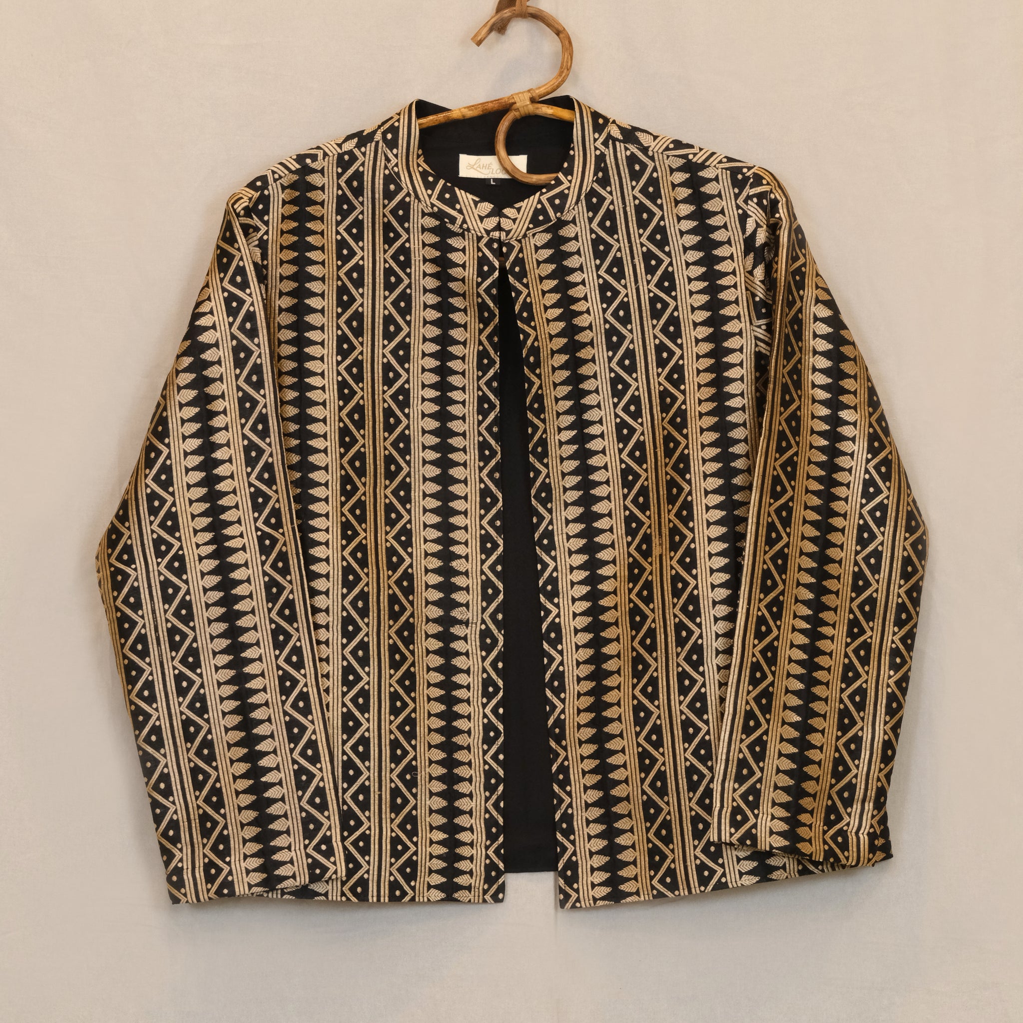 Women's Jacket- Mulberry silk, motifs in Tassar silk