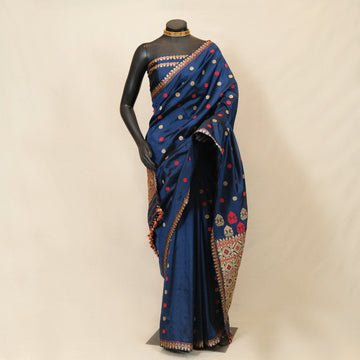 Saree - Mulberry silk(Paat), motifs in Muga silk
