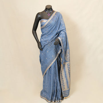 Saree - Eri silk Natural dye, motifs in Muga silk
