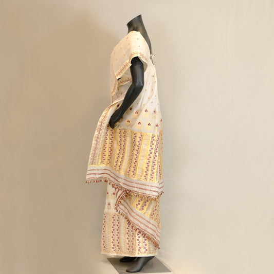 Mekhela Sador - Mulberry silk & Kesapat silk